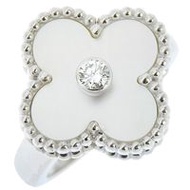 Pre-owned Van Cleef & Arpels Vintage Alhambra ring, size 6, 18k white gold, clover design, approxima