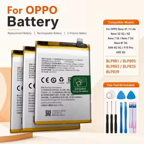 Replacement Battery BLP981 BLP895 BLP893 BLP835 BLP839 For OPPO Reno 5F 5Z 6Z 7 5 Lite 7SE 8T 5G A94