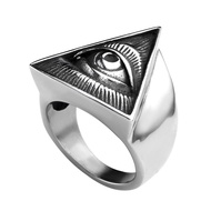 Zysta All Seeing Eye Ring for Men Illuminati Eye of Providence Finger Rings Pyramid Triangle Solid O