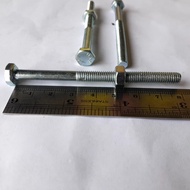 PUTIH M6x80 (8Cm) White HEXAGON Nut BOLT HALF DRAT BMP M6X80 Length 8cm BODY DIAMETER 6MM Galvanized