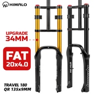 HIMALO 20INCH Fat Fork Dual Crown Snow Fat Front Fork E Bike Air Fork Rebond Adjustment  1-1/8" Steerer Bicycle Suspension Fork Air Damping for 4.0" Fat Tire QR