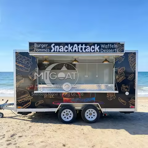3m Stainless Steel Kitchen Mobile Food Trailer Commercial Food Cart for Burgers Waffles & Desserts