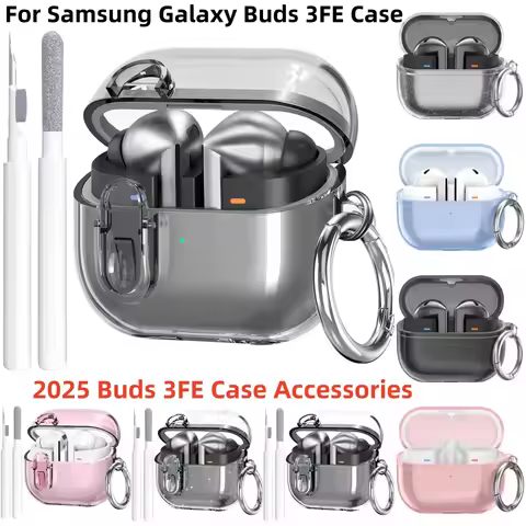 for Samsung Galaxy Buds 3 FE Case Cover with Cleaning kit Soft TPU Protective Hard Cover with Keycha