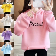 HANNA Unisex Couple Women Men Blessed Hoodie Plain Print Sweater Sweatshirt