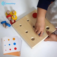 [Gazechimp] Montessori Wooden Board Game Matching Game Screwing Blocks Natural 6 Cue Cards Screwing 