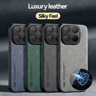 Leather Case for Xiaomi 15T Pro 15T 14T 13T Pro Xiaomi 17 Pro Max Cover with Metal Plate Support Car