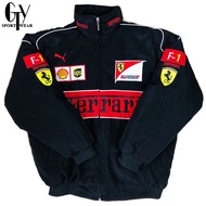 GTY Ferrari F1 Racing Jacket For Men Black Retro Motorcycle Couple Jacket With Zipper For Women