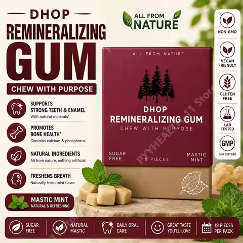 Remineralizing Chewing Gum Sugar Free Mastic Mint Chew with Mastic Gum Base Organic Xylitol Natural 