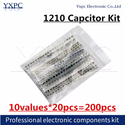 10values*20pcs=200pcs 1210 SMD Capacitor assorted kit 100nF~100uF0.1uf 0.47uf 0.68uf 1uf 2.2uf 4.7uf