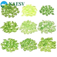 NAESV 30pcs Green Transparent Leaf Shape Beads, Leaf Shape Transparent Green Acrylic Leaf Beads, Han