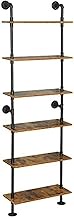 ZIOTHUM 6-Tier Industrial Pipe Shelves Shelf Shelving Rustic Wood Metal Wrought Iron Ladder Bookcase