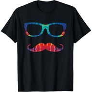 Tie Dye Glasses _ Mustache Novelty Retro Hipster Tee Gift  T-Shirt