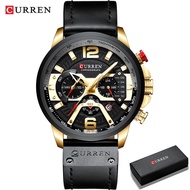 CURREN Men Watches Fashion Sport Quartz Calendar Chronograph Military Leather Analog Wristwatch Wate