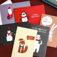 6 Pcs Lovely Cartoon Animal Series Christmas Greeting Cards Student X-Mas Holiday Gift Card with Envelopes