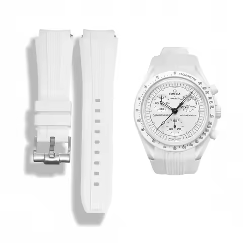 Replacement 20mm Weave Rubber Strap for Omega x Swatch Moonswatch Speedmaster Moonwatch Curved End B
