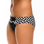 中低腰 三角泳褲 - 格紋黑