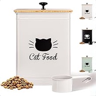 Cat Food Storage Container with Scoop - 5-7 lb (25 Cup) Capacity Metal Cat Food Container with Airti