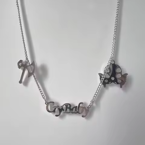 Cry Baby Melanie Martinez Necklace Fashion Stainless Steel Mask Ax Signs Pendant Jewelry for Song Fa