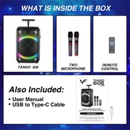 Vinnfier Tango 606 WMB 12" Bass Bluetooth Karaoke Speaker LED Party Lights AUX USB Micro SD Card Sup