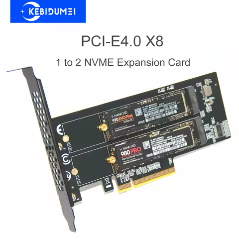 PCle4.0 X8 to 2xNVME M.2 Expansion Card M.2 SSD GEN4 PCIe 4.0 PC Motherboard X1 X4 X8 Expansion Card
