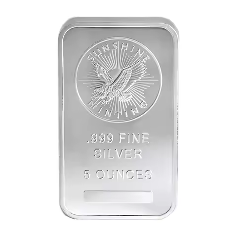 1 Pcs Non Magnetic Sunshine Minting American Bar 5 OZ Silver Plated Badge Collectible Decoration Bar