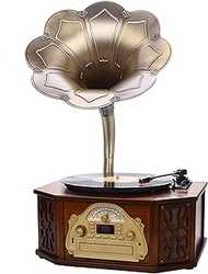 Phonograph Gramophone Turntable Vinyl Record Player With Speakers Stereo System Control 33/45 RPM,CD/AUX/USB Ouput/Bluetooth/CD Player