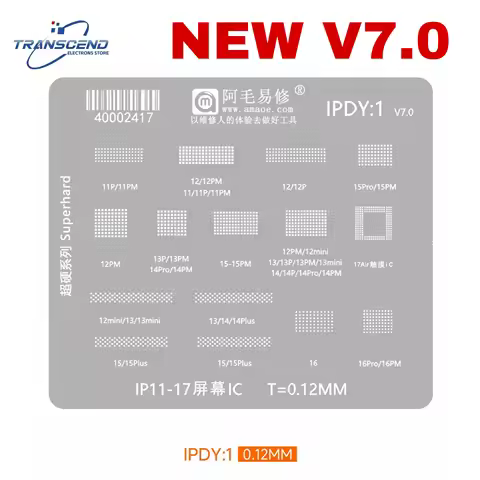 IPDY:1 NEW V7.0 BGA Reballing Stencil Template For iPhone 17 16 15 14 13 12 11 Pro Max Pro Mini LCD 