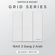 Light Switch Modern Home Light Switch/ 3 Gang 2 Way DUTRON GRID Series White
