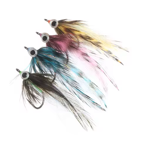 1pc/4pcs #1 Grizzly Saddle Hackle Minnow Fly 3D Fish Eye EP Silky Fiber Streamer Fly Fishing Trout B