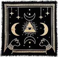 INDIAN CONSIGNERS Altar Cloth Prism Moon Eye Cat Celestical Tarot Deck Alter Square Wall Hanging Tab