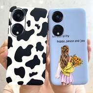 OPPO Reno8 T 5G Phone Case Stylish Girls Cow Pattern Matte Back Cover for Oppo Reno 8T 5g CPH2505 Soft Casing 6.7''