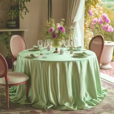 1 Pack 60 Inch / 5ft Round Tablecloth Satin Silk Smooth Fabric Table Cover Overlay Table Decoration 