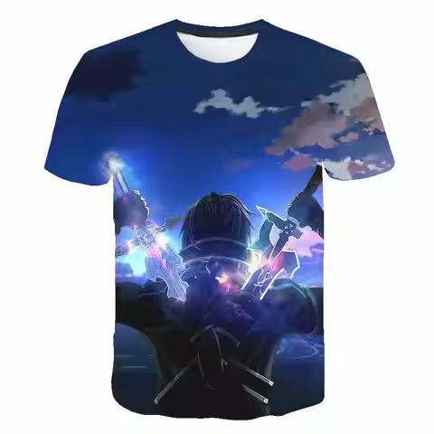 Anime 3D-printed Sword Art Online T-shirt Streetwear Men's and Women's Casual Fashion Game T-shirt H