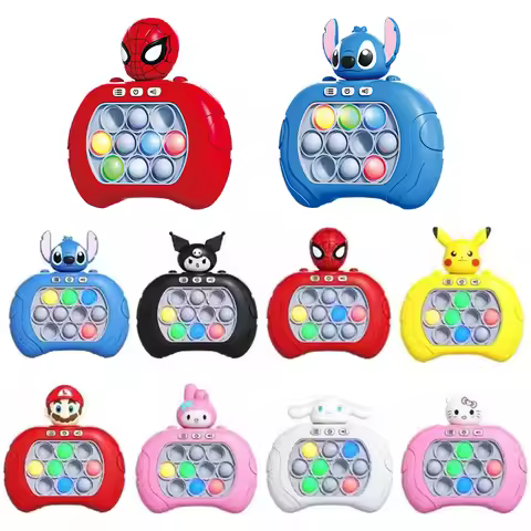 Quick Push Game Pop Up Fidget Bubble Electronic Pop it Pro Game Pikachu Stitch Spider Man Light Anti