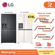 LG Inverter 635L Side by Side with UVnano Water Dispenser Fridge (Matte Black/ Beige Metal) GC-L257C