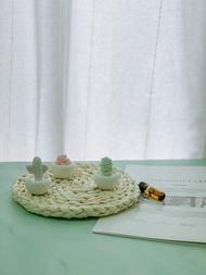 【擺飾擴香小物】Q版多肉仙人掌幾何盆栽三入組/ 附5ML香精油