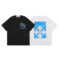 OFFWHITE 新款藍色箭頭閃電鐵絲網印花短袖