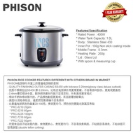 Phison Stainless Steel Rice Cooker 1.0 Liter - Non Stick Coating (PRC-8210)