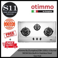 Otimmo By (EuropAce) EBH3391U 3 Burner 90CM Slim Built-In Stainless Steel Gas Hob * 2 YEARS LOCAL WARRANTY