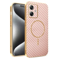 For Motorola Moto G54, G54 Power, G64 5G, Fashionable high-end magnetic ring phone case, carbon fibe