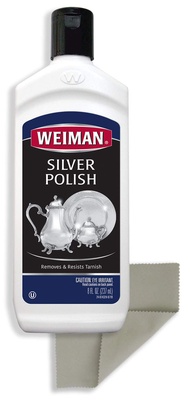 Weiman Silver Cleaner and Polish - 8 Ounce with Polishing Cloth - Ammonia Free - Polish Silver Jewel