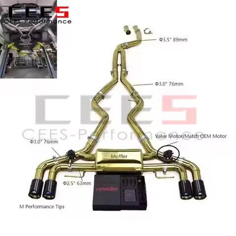 High Performance CEES Exhaust Pipe Muffler with Carbon Fiber Tip for BMW M340/M340i G20 3.0T (2019 -