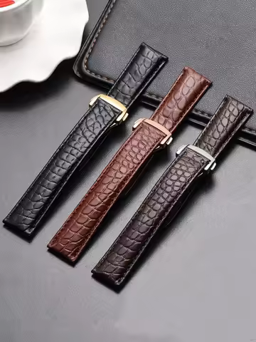 For Omega Crocodile Genuine Leather Watchband De Ville Seahorse Super Original Watch Strap Men And W
