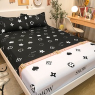 4 in 1 Bedding Sets Modern Printed Mattress Protector Comforter Cover Flat Bed Cover Sheet Set with Pillowcase Single/Queen/King Size Christmas Decorations