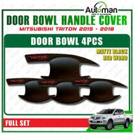 Door Bowl Handle Cover Mitsubishi Triton 2015 - 2018 Protector Guard Chrome Carbon Black Accessories