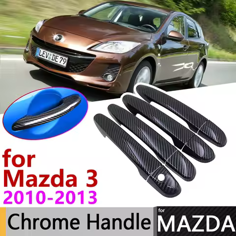 Black Carbon Fiber Door Handle Cover for Mazda 3 2nd Gen BL Axela 2010~2013 2011 2012 Car Accessorie