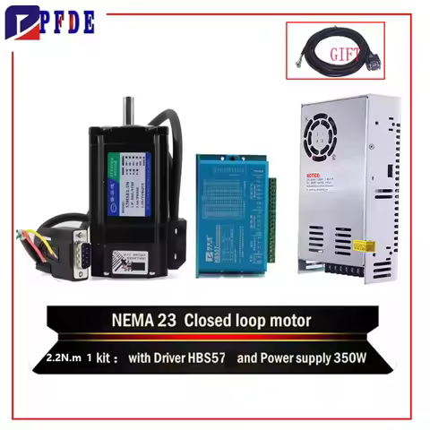 1set Nema 23 Hybird Servo Motor Set Boat Engine：Driver HBS57+57 Hybird Closed Loop 2.2N.m Stepper Mo
