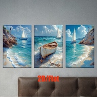 2D Flat 3 Piece Set Frameless Canvas Painting Boat Travel Posters And Prints Living Room Office Libr