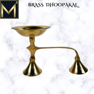ORIGINAL BRASS DHOOPAKAL WITH WOODEN HANDLE FOR PRAYER/POOJA USAGE/BGP 008