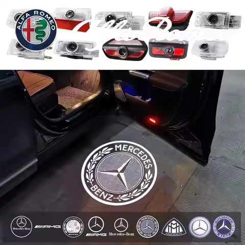 2pcs LED welcome lamp car door light logo laser projector lighting emblem For Mercedes Benz W204 W22